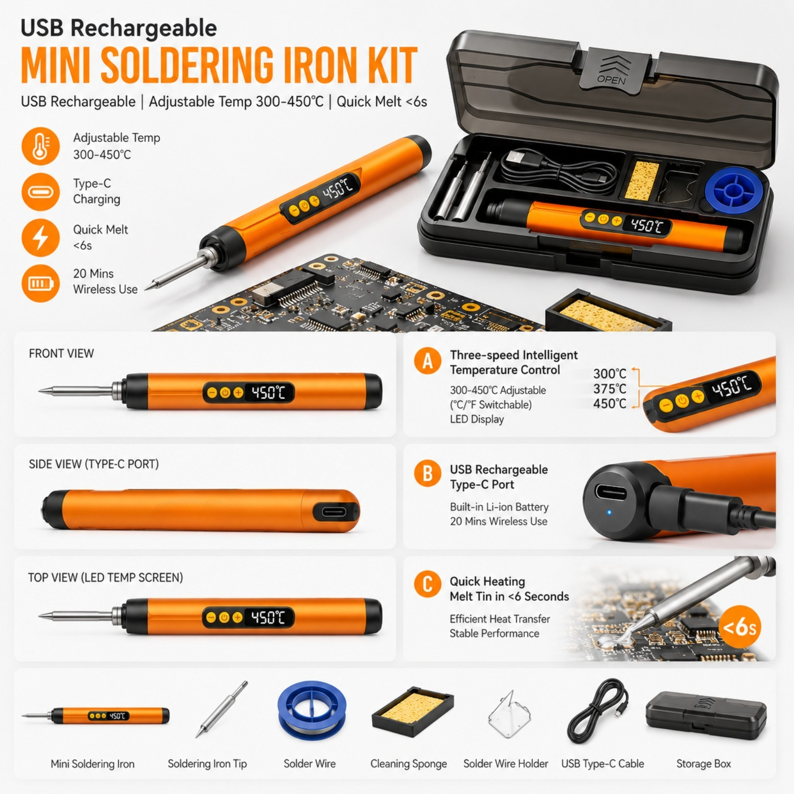 Electronic Repair Tutorial - Precision Rechargeable Mini Soldering Iron Adjustable